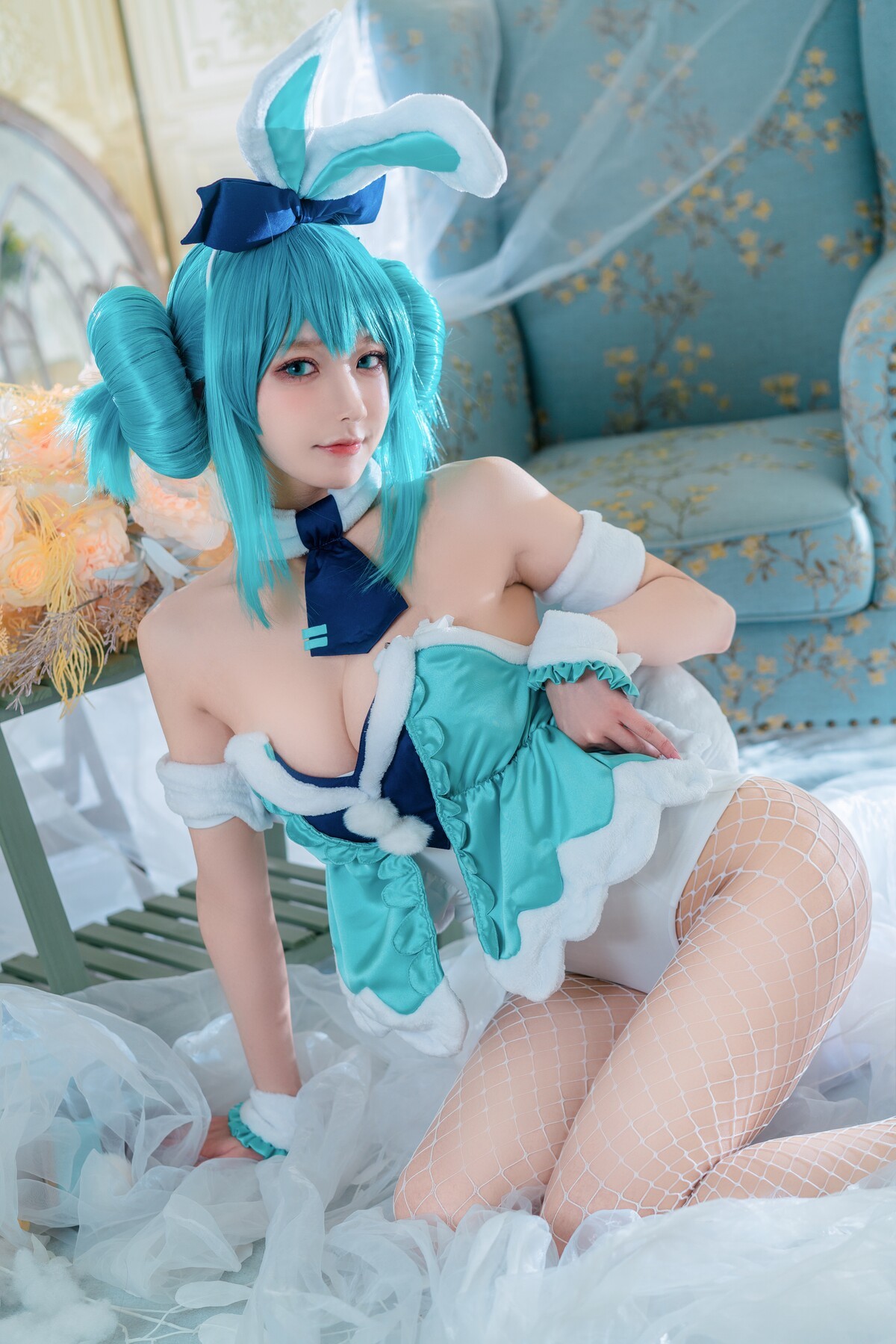 バニーガール 初音ミク 白うさぎver エロコスプレ セクシーコスプレ 8枚目