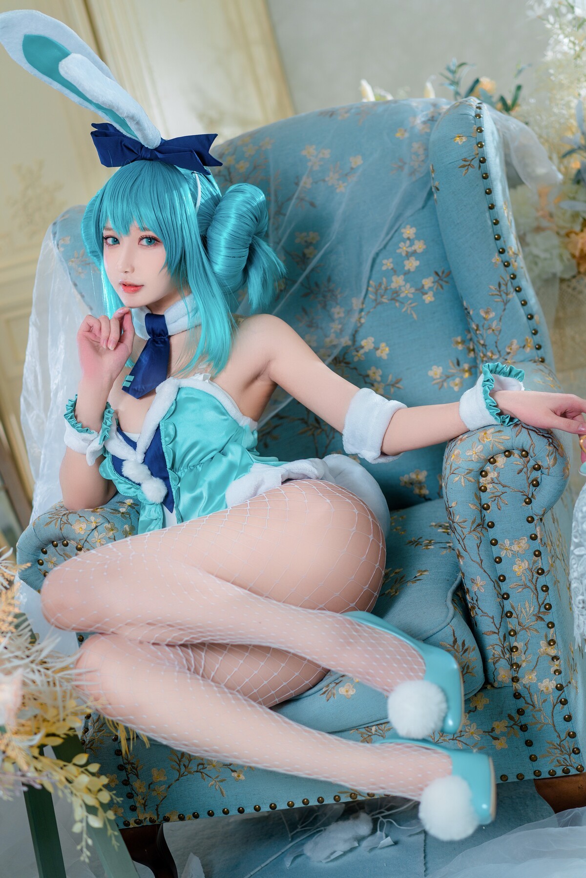 バニーガール 初音ミク 白うさぎver エロコスプレ セクシーコスプレ 23枚目