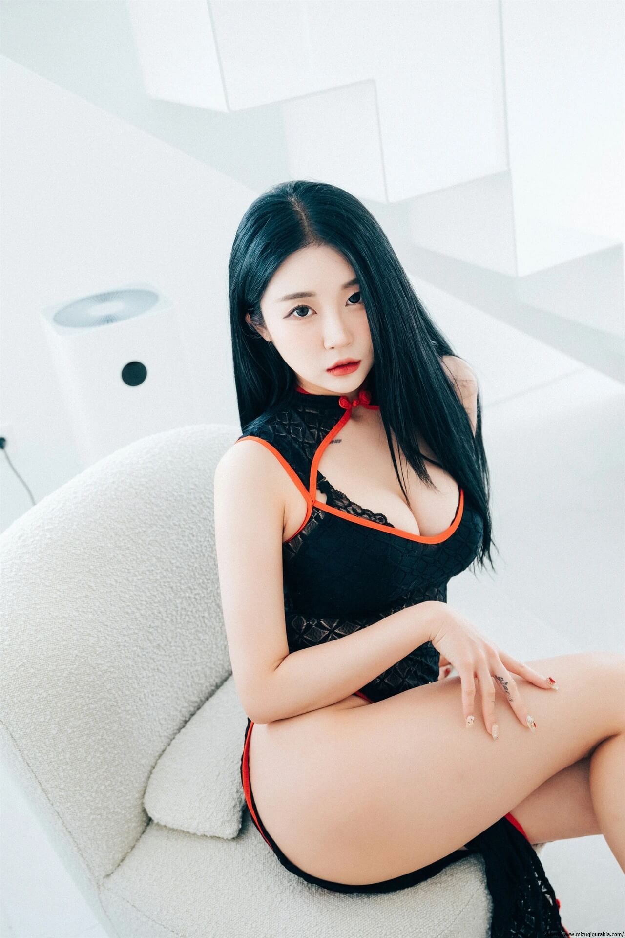 黒下着ランジェリー 透けチャイナドレス Jeong Bomi 정보미 23枚目