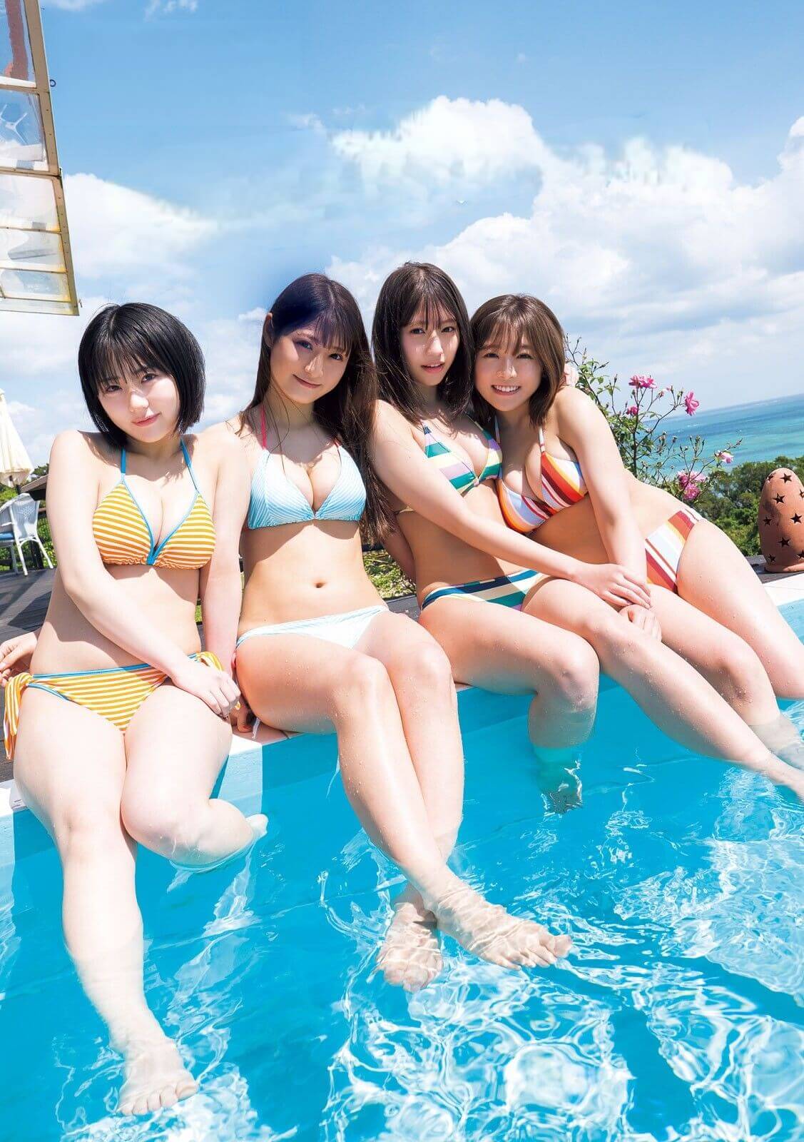 HKT48女子旅in沖縄 水着ビキニ画像田中美久 武田智加 山下エミリー 宮﨑想乃 1枚目